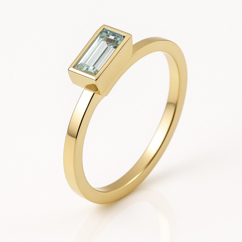 Aquamarine Baguette Bezel Ring - Ministry of Gems®RingMinistry of Gems®