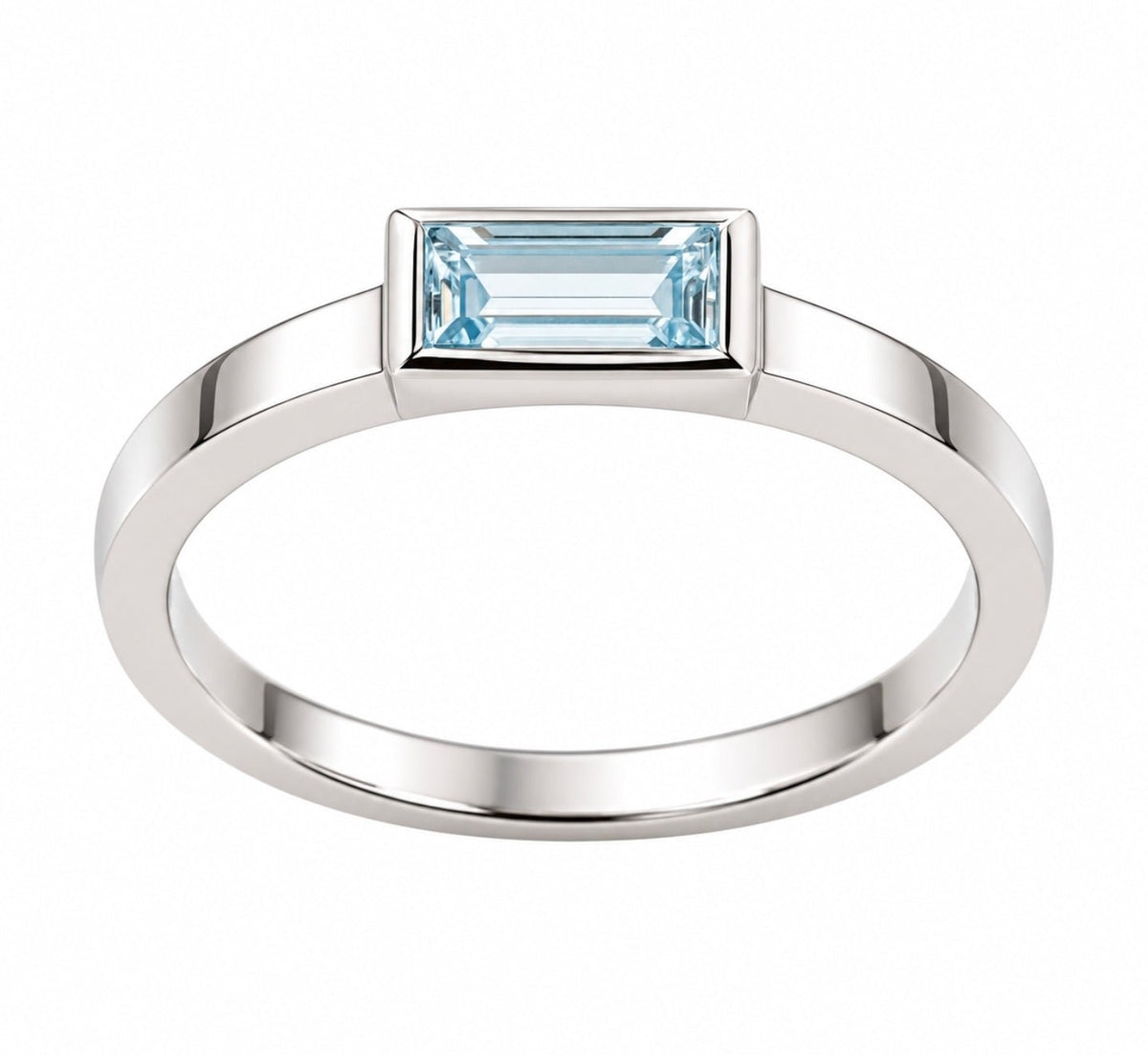 Aquamarine Baguette Bezel Ring - Ministry of Gems®RingMinistry of Gems®