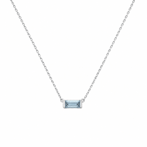 Aquamarine Baguette Solitaire Necklace - Ministry of Gems®NecklaceMinistry of Gems®