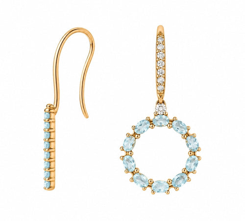 Aquamarine & Diamond Circle Drop Earrings - Ministry of Gems®EarringsMinistry of Gems®