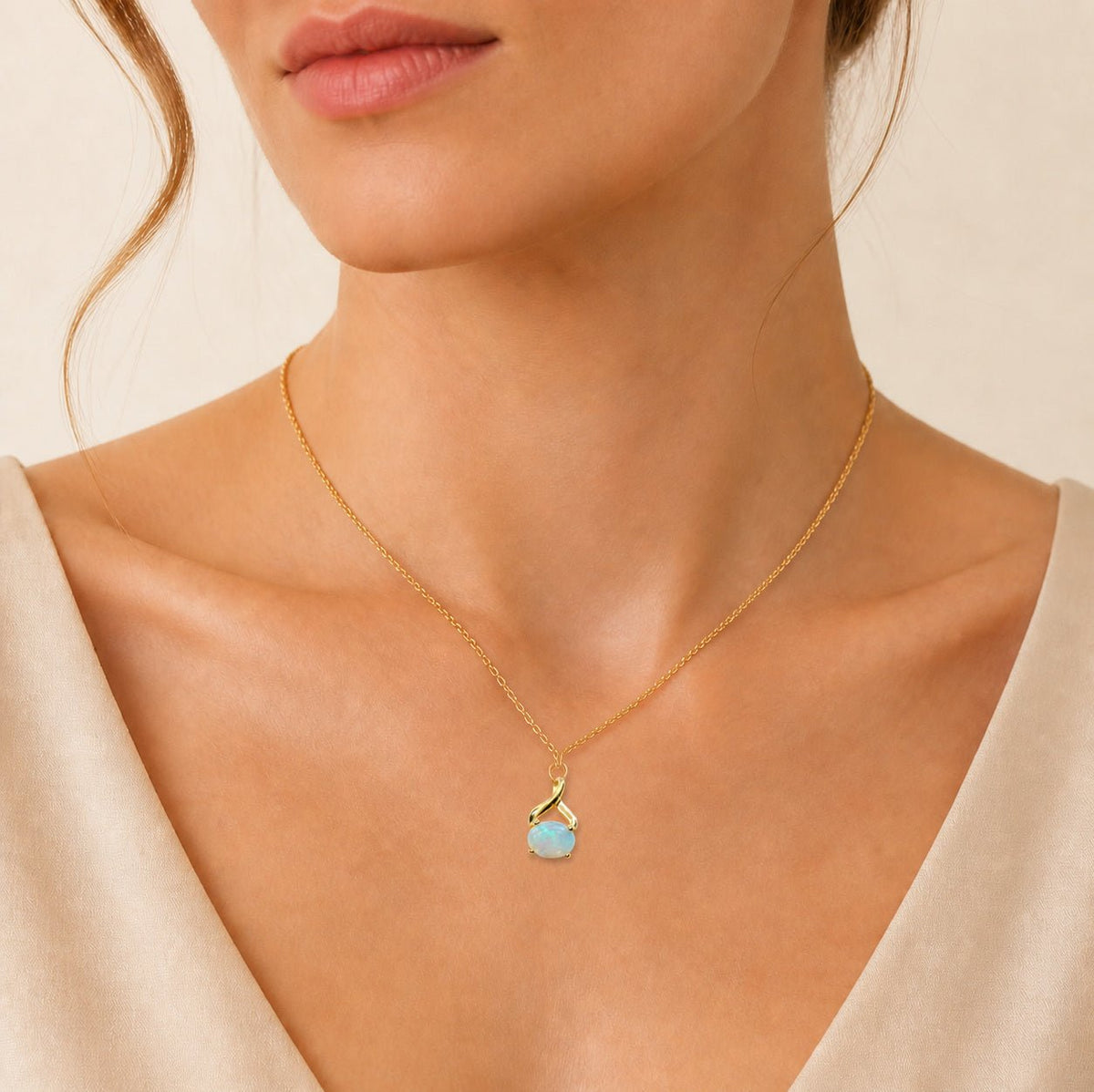 Australian Opal Sweep Pendant — 18K Gold - Ministry of Gems®PendantMinistry of Gems®