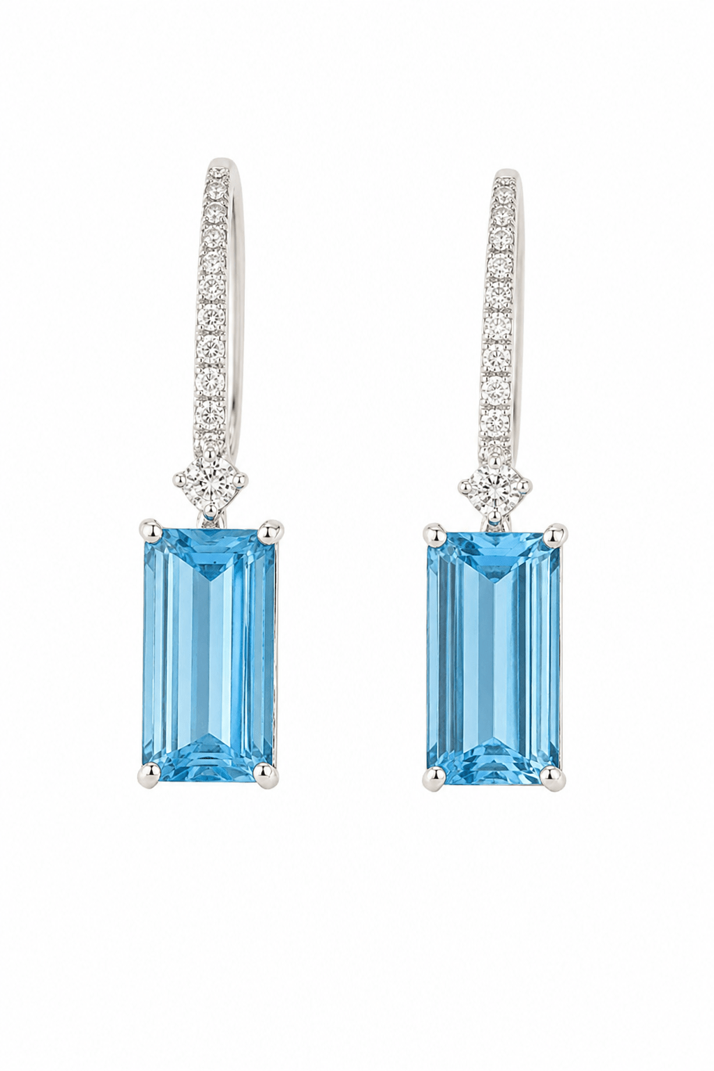 Baguette Swiss Blue Topaz Diamond Drops - Ministry of Gems®EarringsMinistry of Gems®