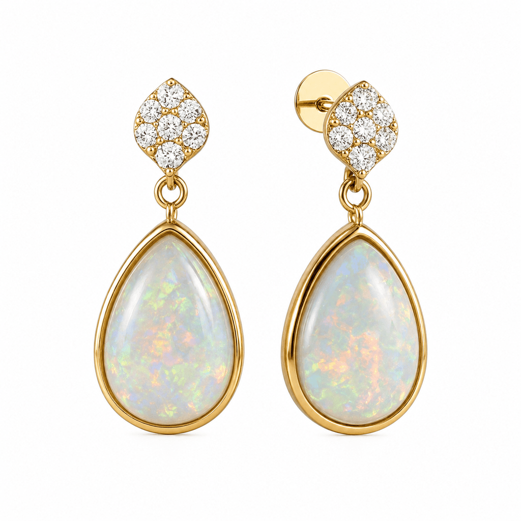 Black Opal & Diamond Drop Earrings - Ministry of Gems®EarringsMinistry of Gems®