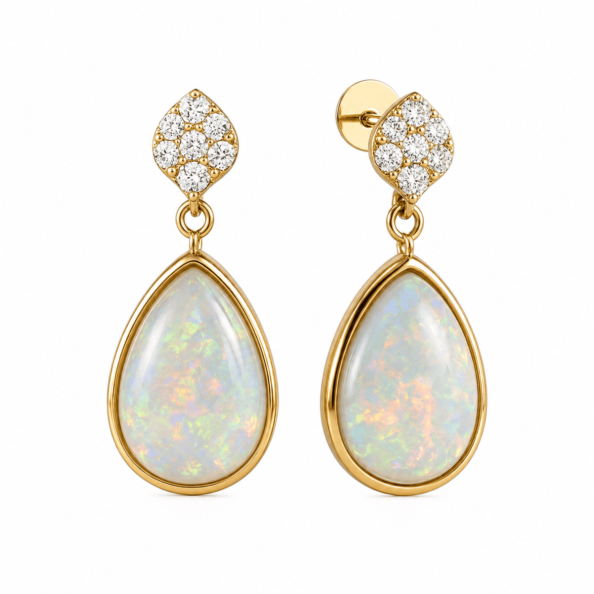 Black Opal & Diamond Drop Earrings - Ministry of Gems®EarringsMinistry of Gems®