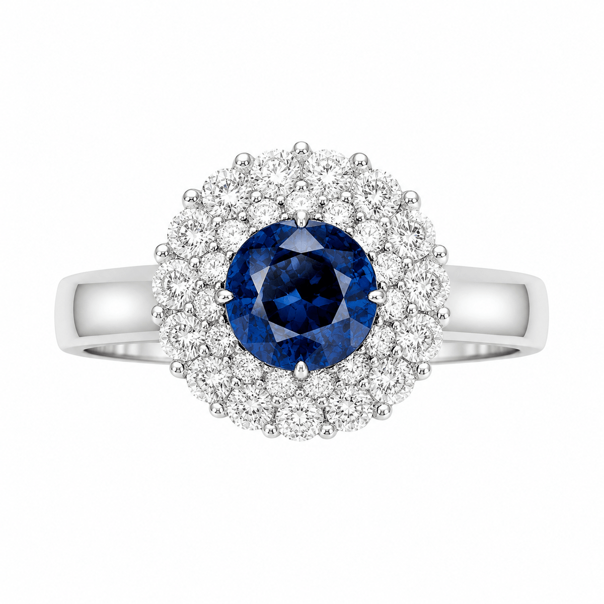 Blue Sapphire Cluster Halo Ring - Ministry of Gems®RingMinistry of Gems®