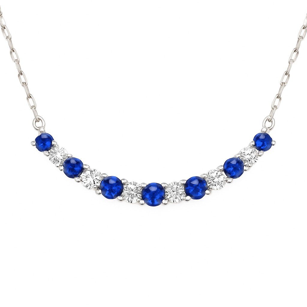 Blue Sapphire & Diamond Curve Necklace - Ministry of Gems®NecklaceMinistry of Gems®