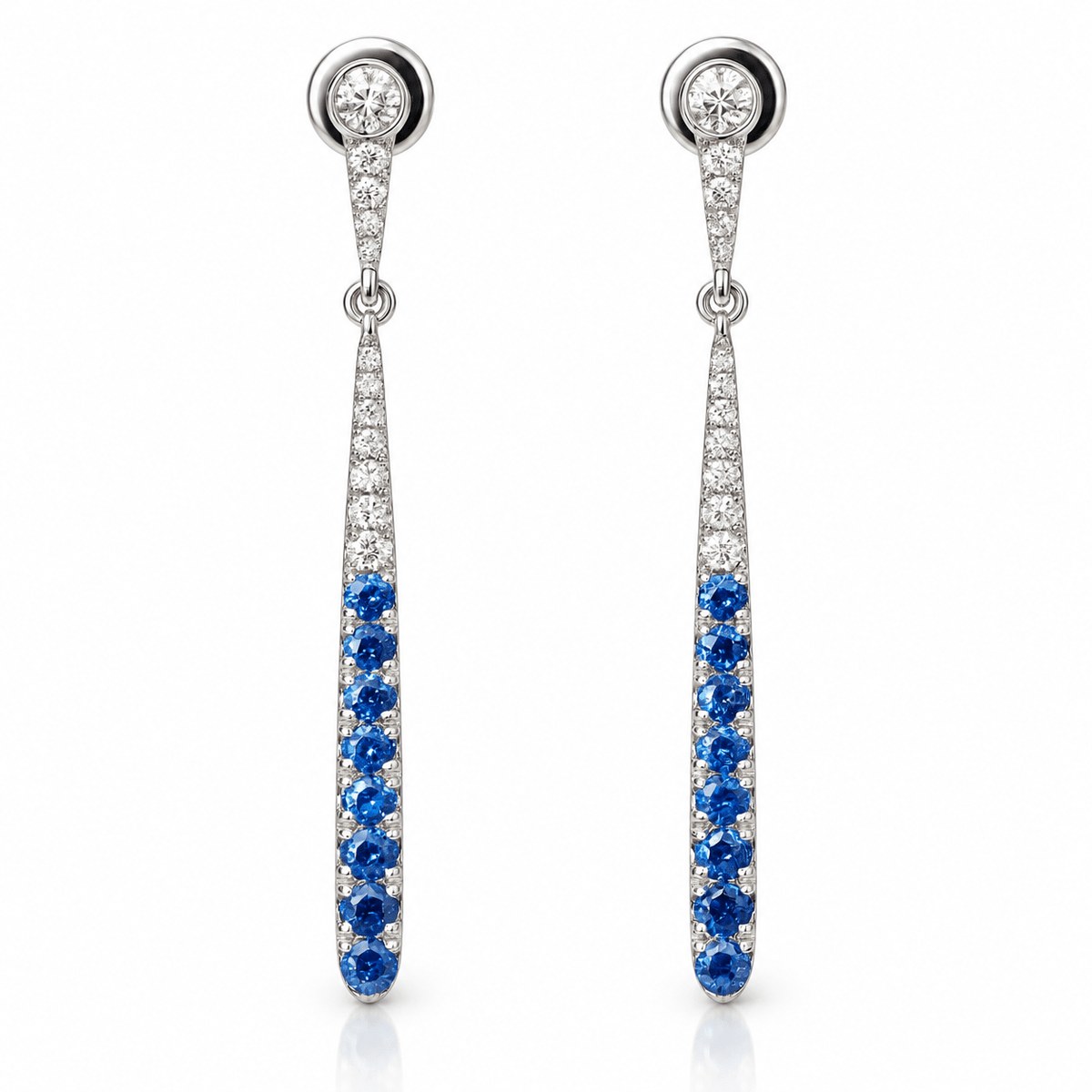 Blue Sapphire Diamond Linear Drops - Ministry of Gems®EarringsMinistry of Gems®