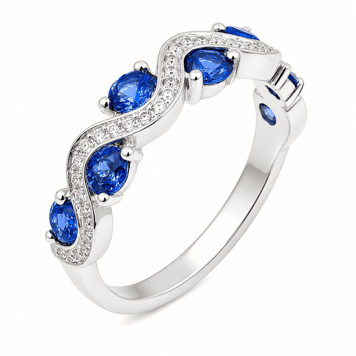 Blue Sapphire Diamond Swirl Ring - Ministry of Gems®RingMinistry of Gems®