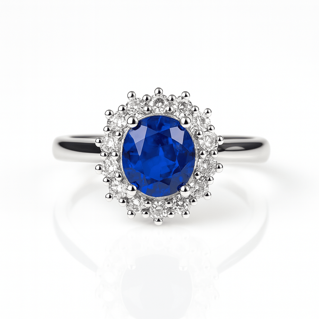 Blue Sapphire Diamond White Gold Ring - Ministry of Gems®RingMinistry of Gems®