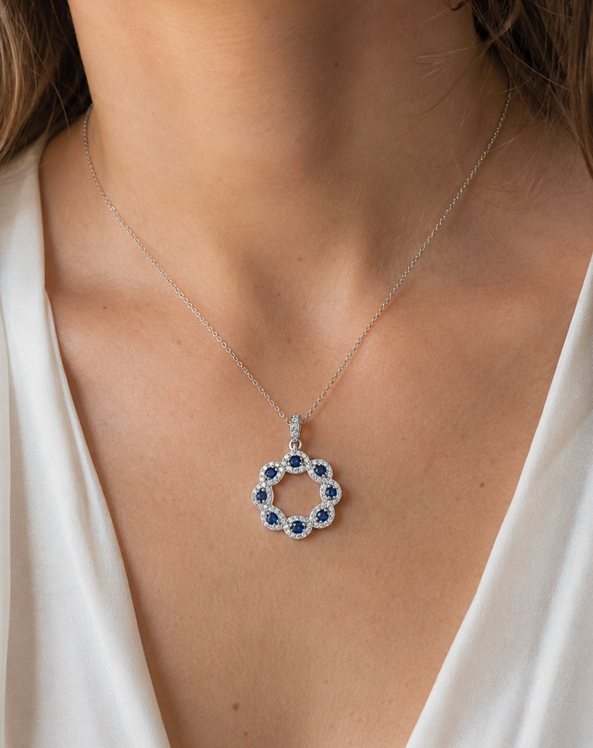 Blue Sapphire & Diamond Wreath Pendant - Ministry of Gems®PendantMinistry of Gems®