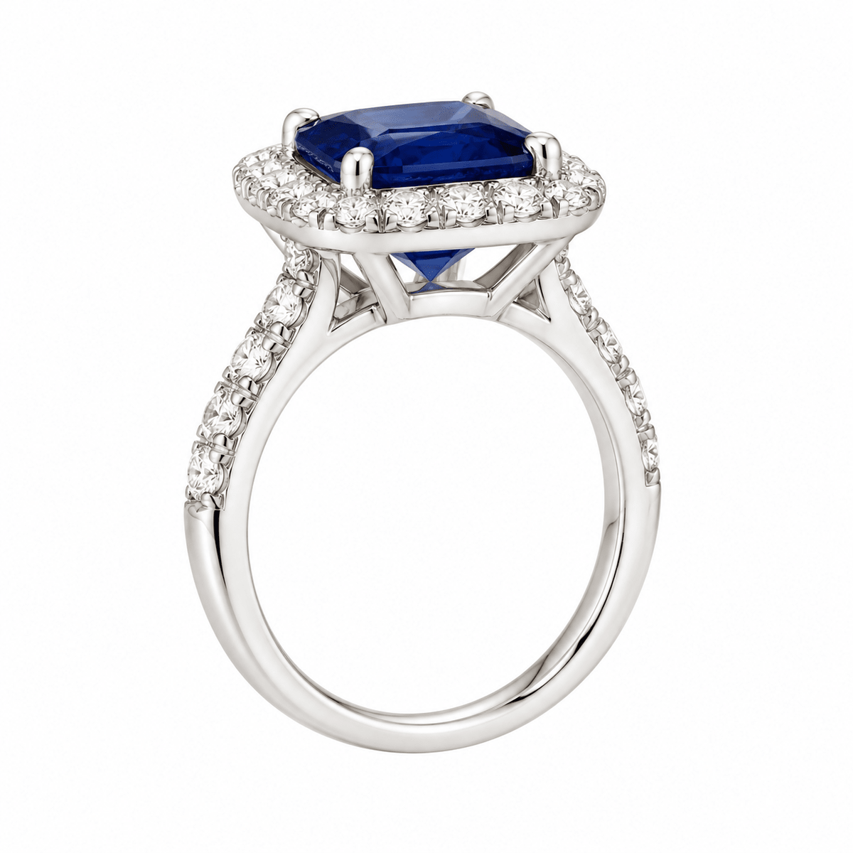 Cushion Blue Sapphire Diamond Halo Ring - Ministry of Gems®RingMinistry of Gems®