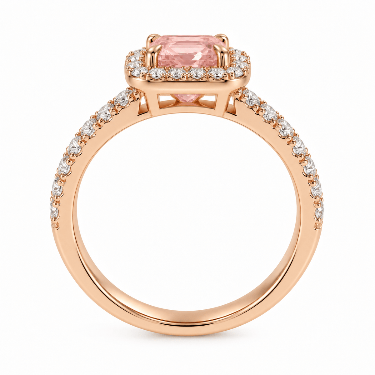 Cushion Morganite Diamond Halo Ring - Ministry of Gems®RingMinistry of Gems®
