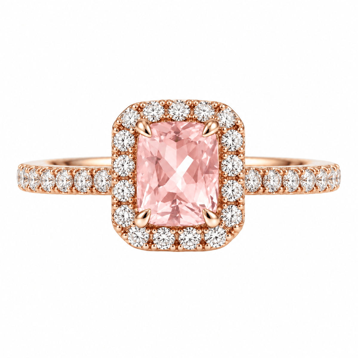 Cushion Morganite Diamond Halo Ring - Ministry of Gems®RingMinistry of Gems®