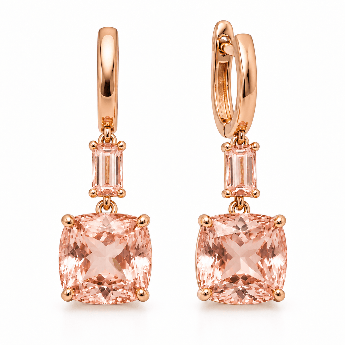 Cushion Morganite Drop Earrings - Ministry of Gems®EarringsMinistry of Gems®