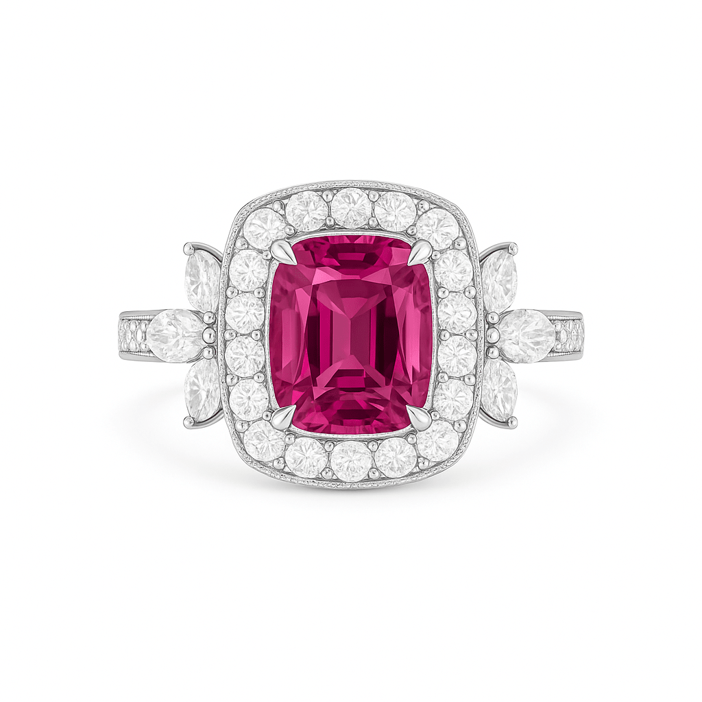 Cushion Pink Tourmaline Diamond Halo Ring - Ministry of Gems®RingMinistry of Gems®