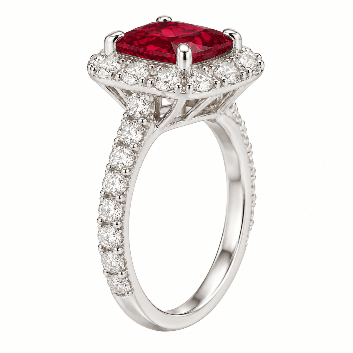 Cushion Ruby Diamond Halo Ring - Ministry of Gems®RingMinistry of Gems®