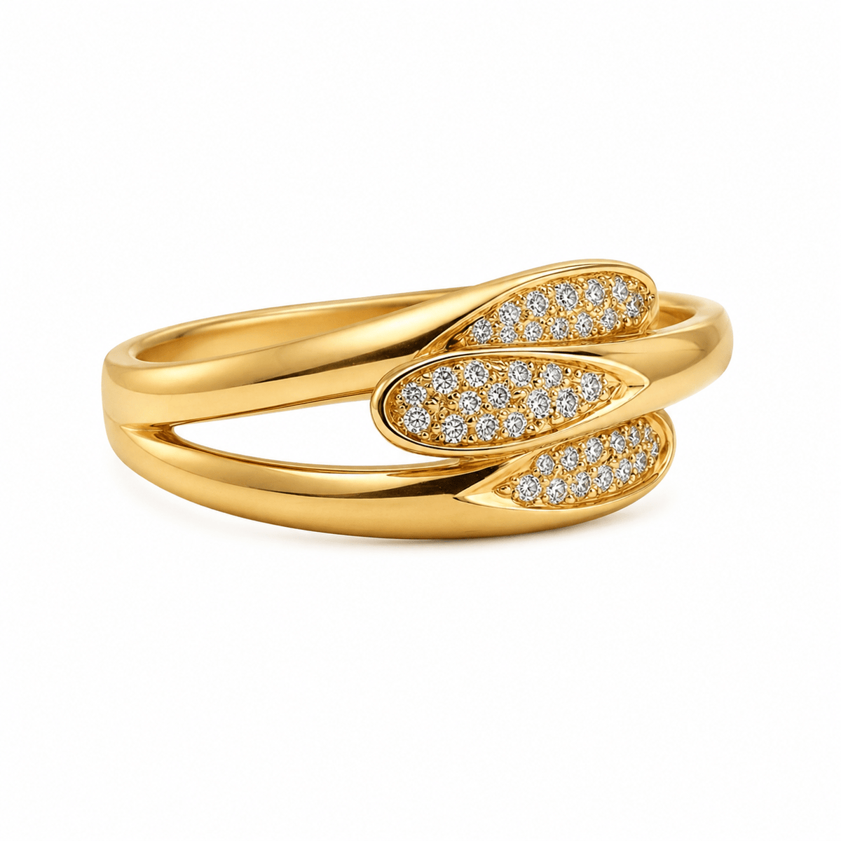Diamond Bypass Yellow Gold Ring - Ministry of Gems®RingMinistry of Gems®