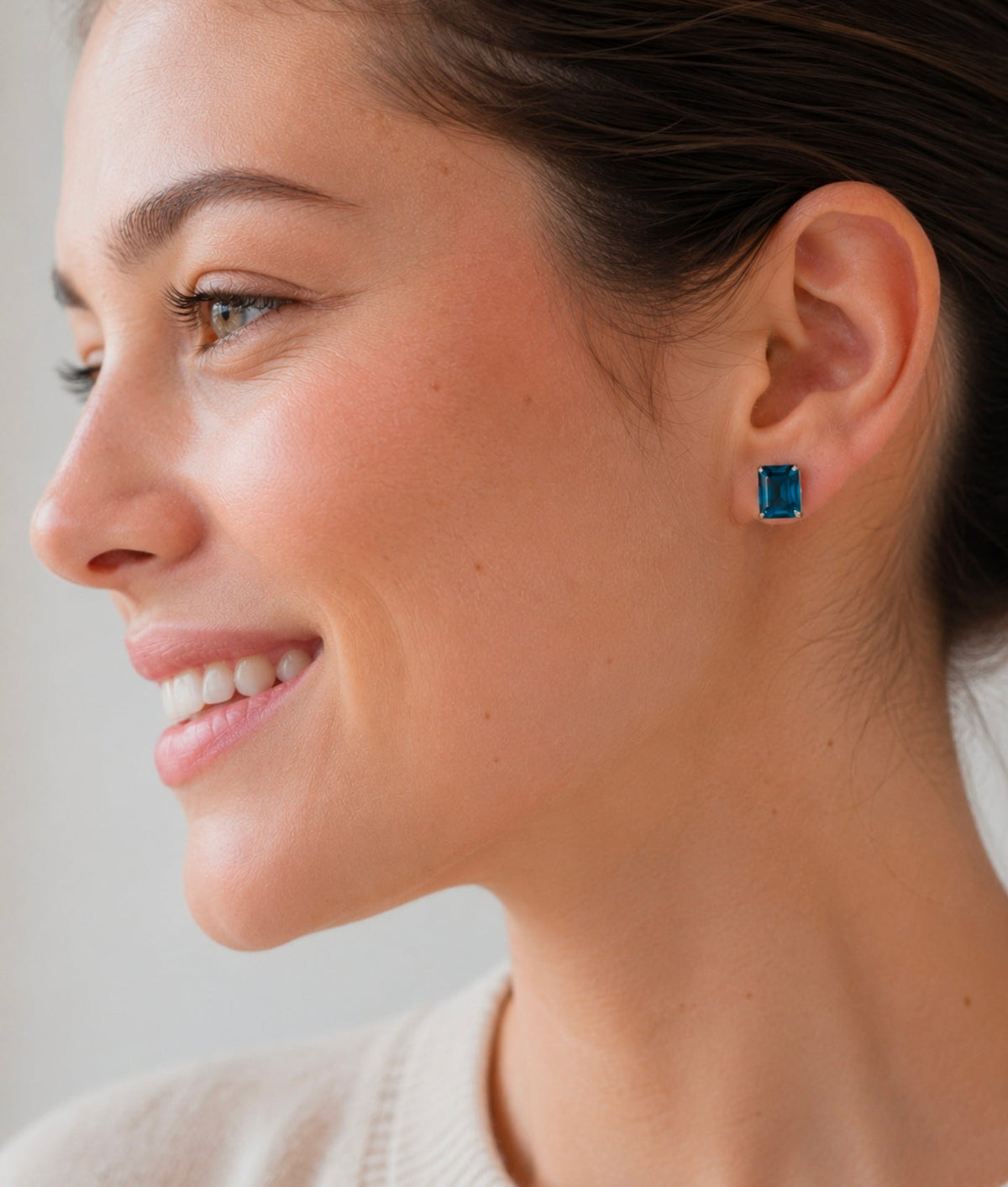 Emerald-Cut London Blue Topaz Solitaire Studs - Ministry of Gems®EarringsMinistry of Gems®