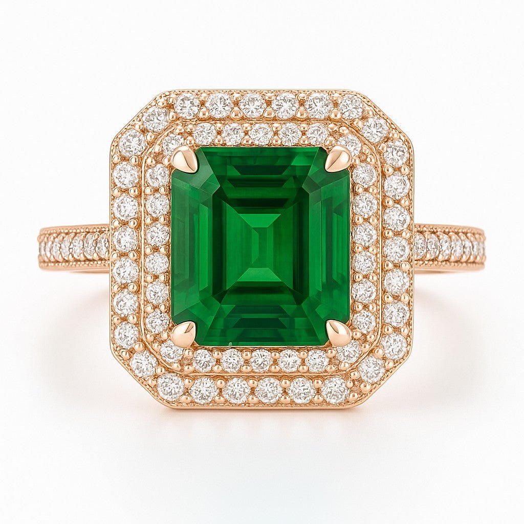 Emerald Octagon Double-Halo Ring - Ministry of Gems®RingMinistry of Gems®