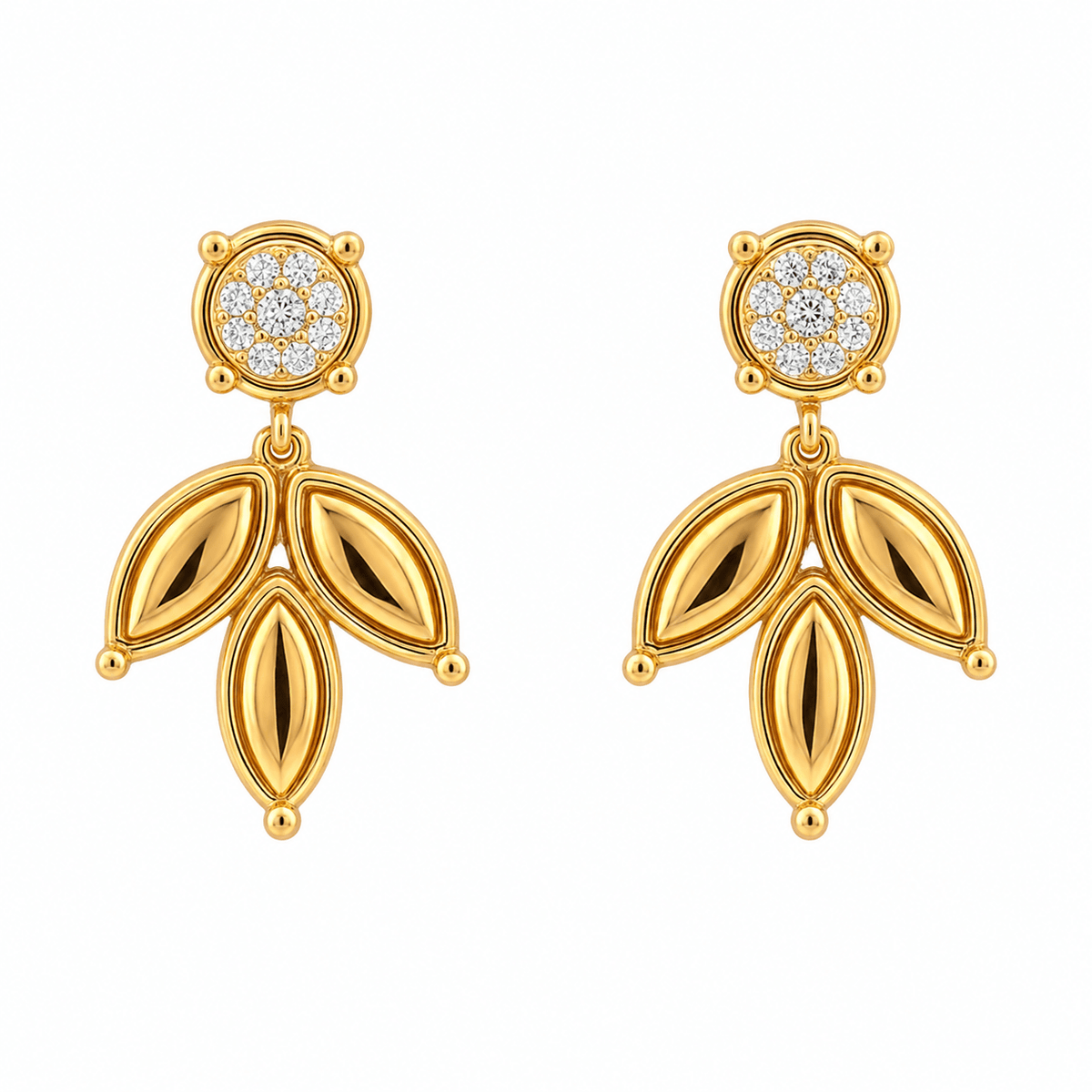 Gold Leaf Diamond Drop Earrings - Ministry of Gems®EarringsMinistry of Gems®