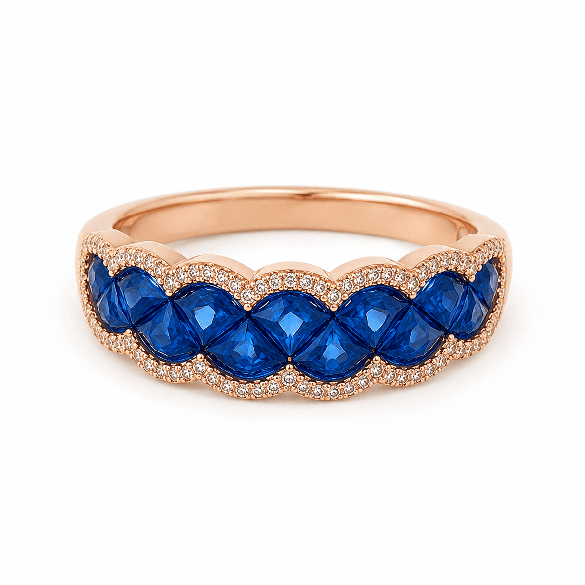 Graduated Round Blue Sapphire Diamond Band - Ministry of Gems®RingMinistry of Gems®