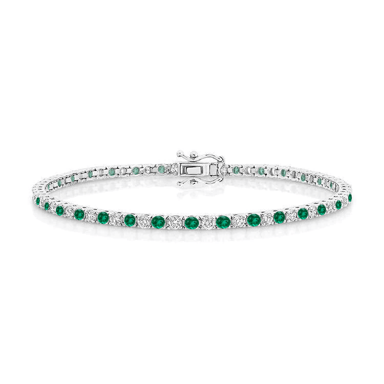 Green Gemstone and Diamond Tennis Bracelet - Ministry of Gems®BraceletMinistry of Gems®
