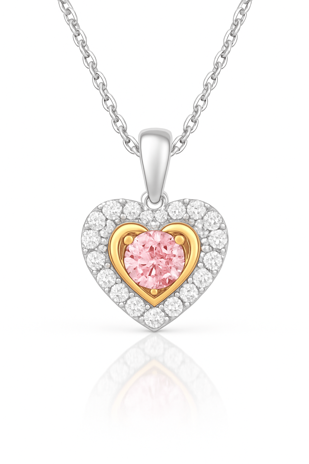 Heart Pink Sapphire & Diamond Halo Pendant - Ministry of Gems®PendantMinistry of Gems®
