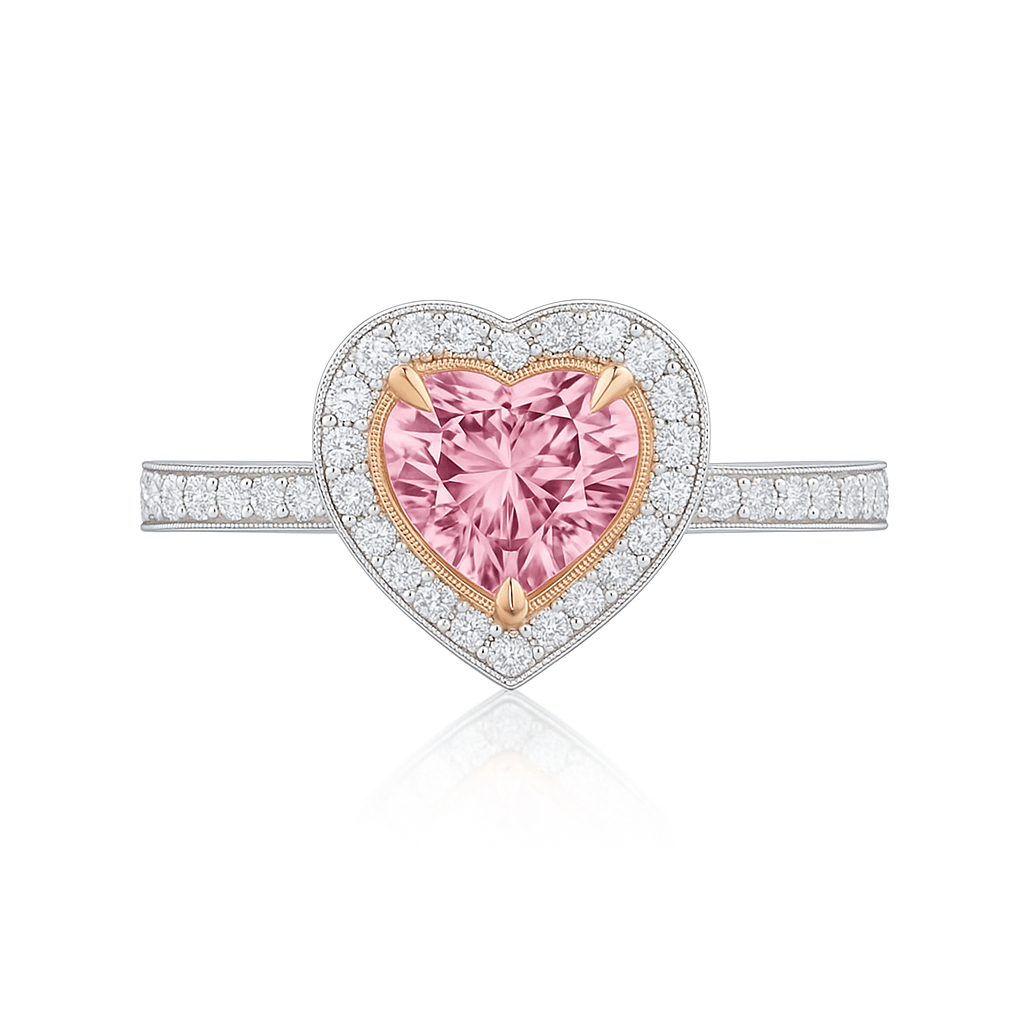 Heart-Shaped Pink Gemstone Halo Ring - Ministry of Gems®RingMinistry of Gems®