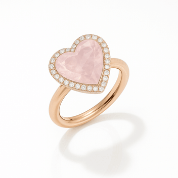 Heart-Shaped Rose Quartz Halo Ring - Ministry of Gems®RingMinistry of Gems®