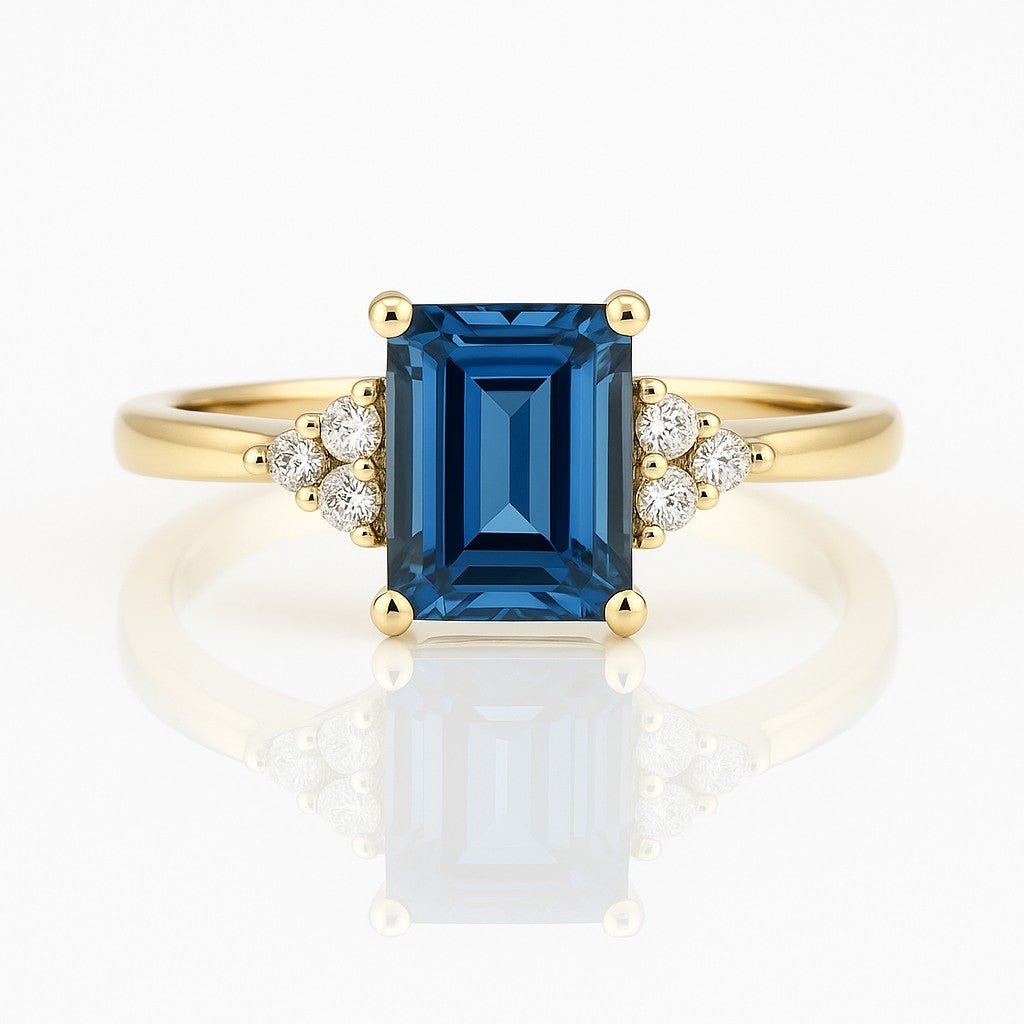 London Blue Topaz Emerald-Cut Trilogy Ring - Ministry of Gems®RingMinistry of Gems®
