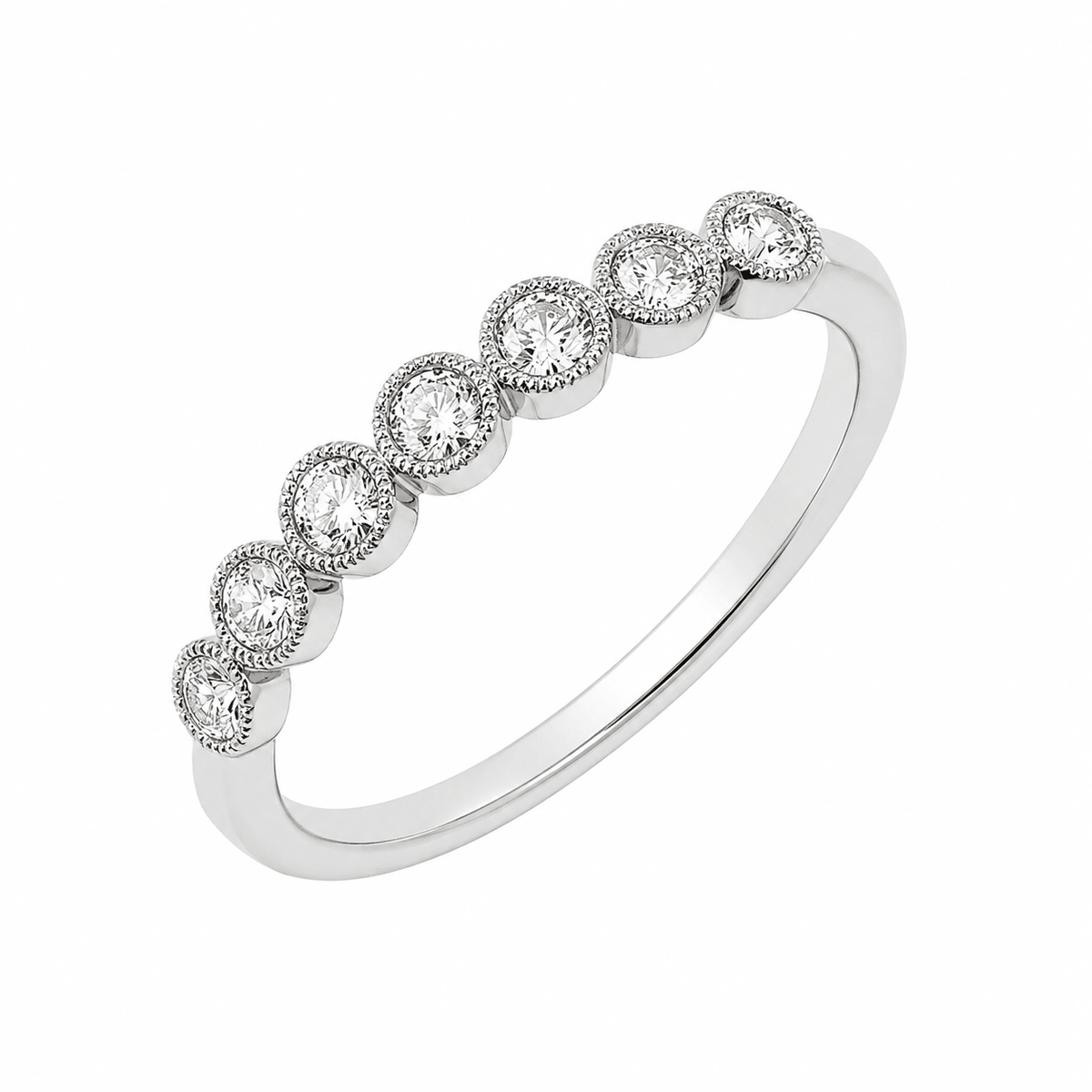 Milgrain Bezel Diamond Station Wedding Band - Ministry of Gems®RingMinistry of Gems®