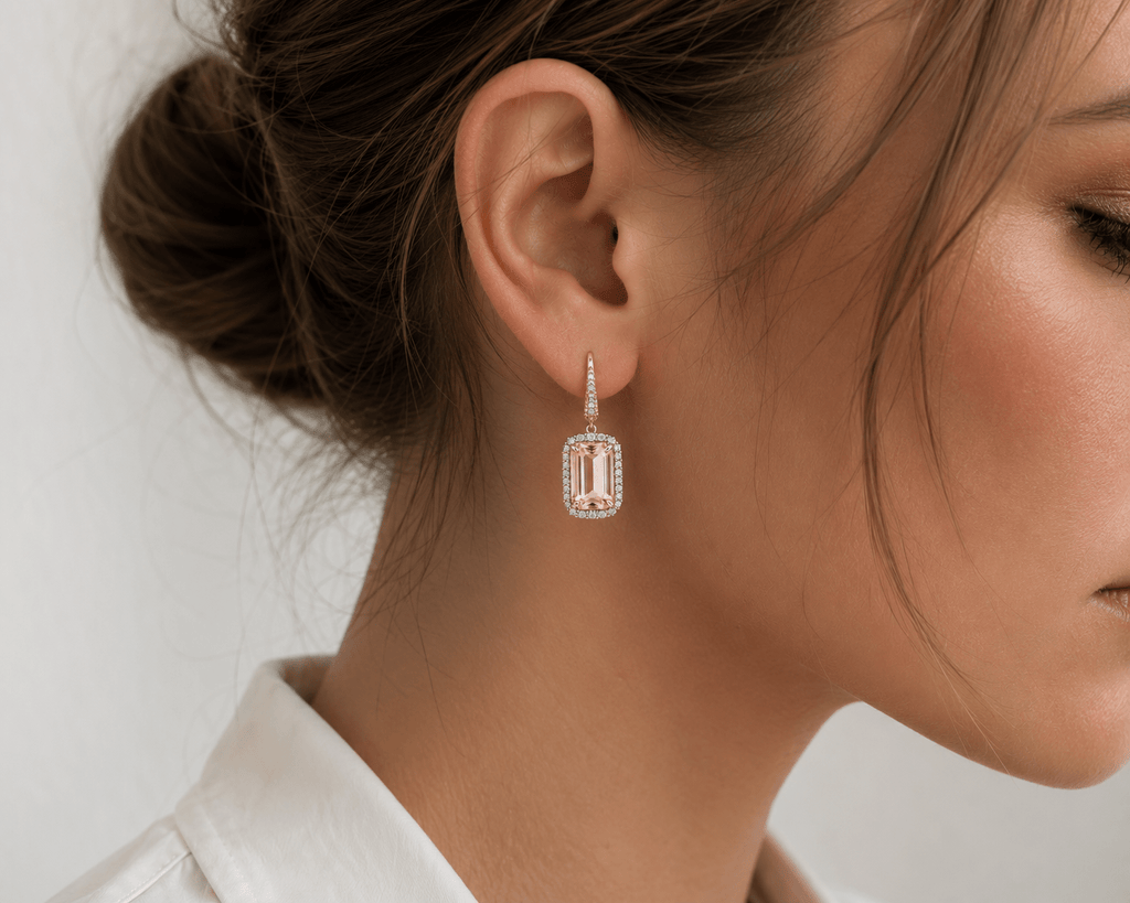 Morganite & Diamond Drop Earrings - Ministry of Gems®EarringsMinistry of Gems®