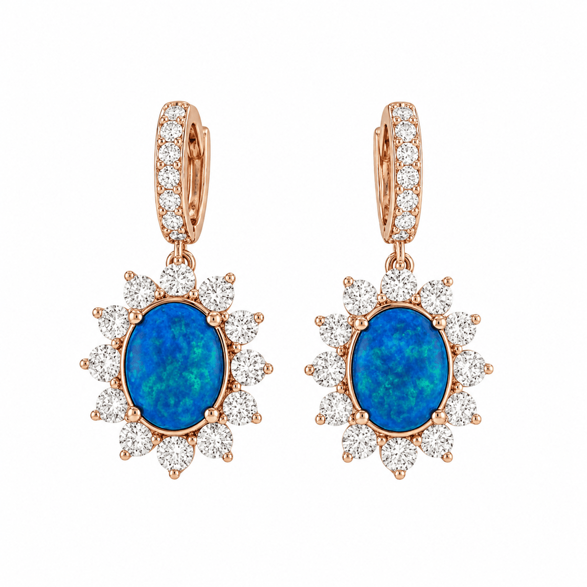 Opal & Diamond Starburst Huggie Drop Earrings - Ministry of Gems®EarringsMinistry of Gems®