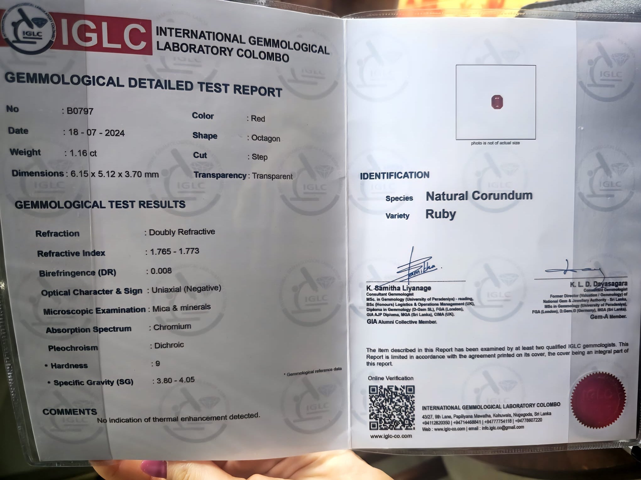 Ruby Unheated (Pigeon Blood) 1.16 cts — Ministry of Gems