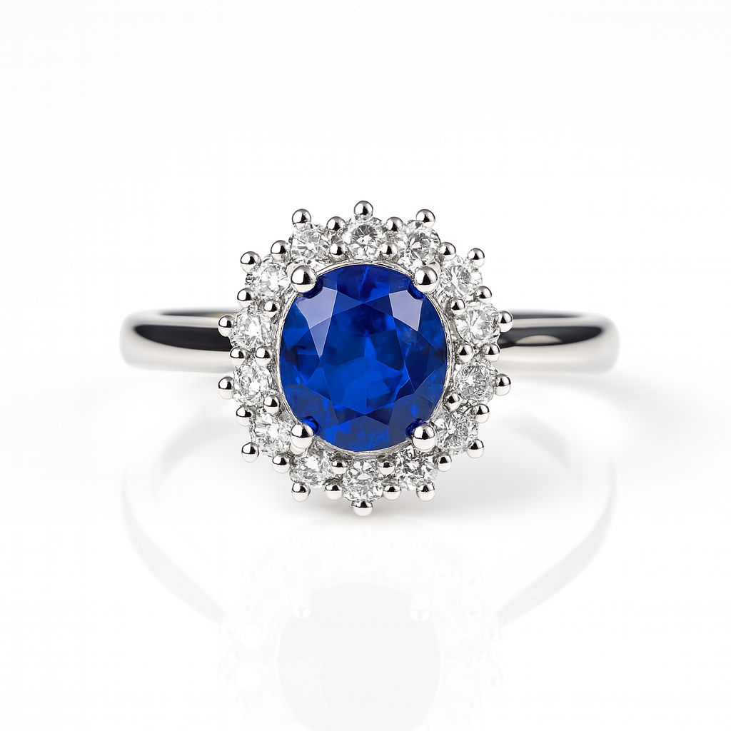 Blue Sapphire Diamond White Gold Ring — Ministry of Gems