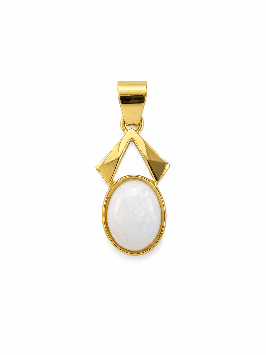 Oval Australian Opal Bezel Chevron Pendant — Gold-Plated Sterling Silver - Ministry of Gems®PendantMinistry of Gems®