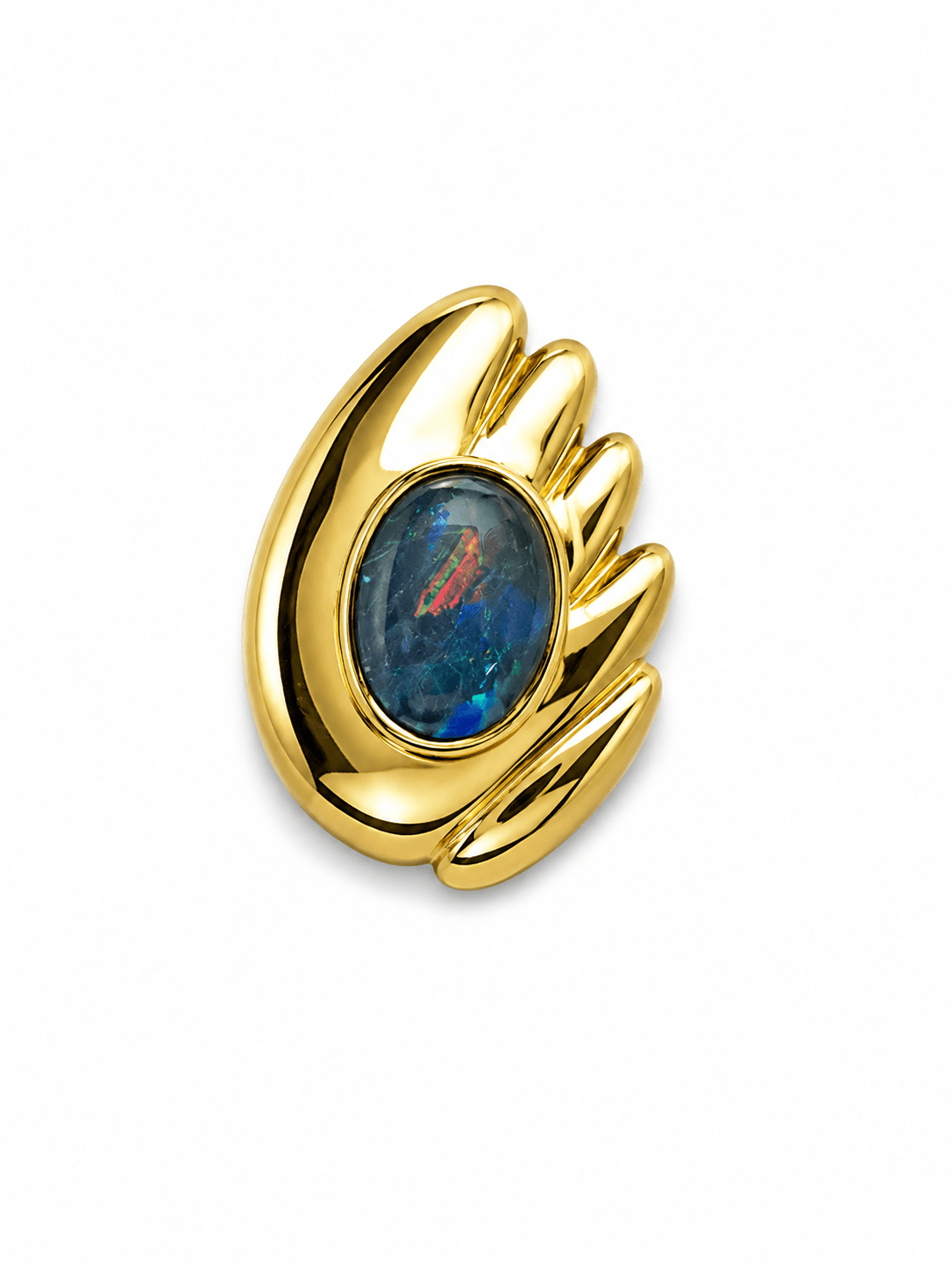 Oval Australian Opal Bezel Crescent Pendant — Gold-Plated Sterling Silver - Ministry of Gems®PendantMinistry of Gems®