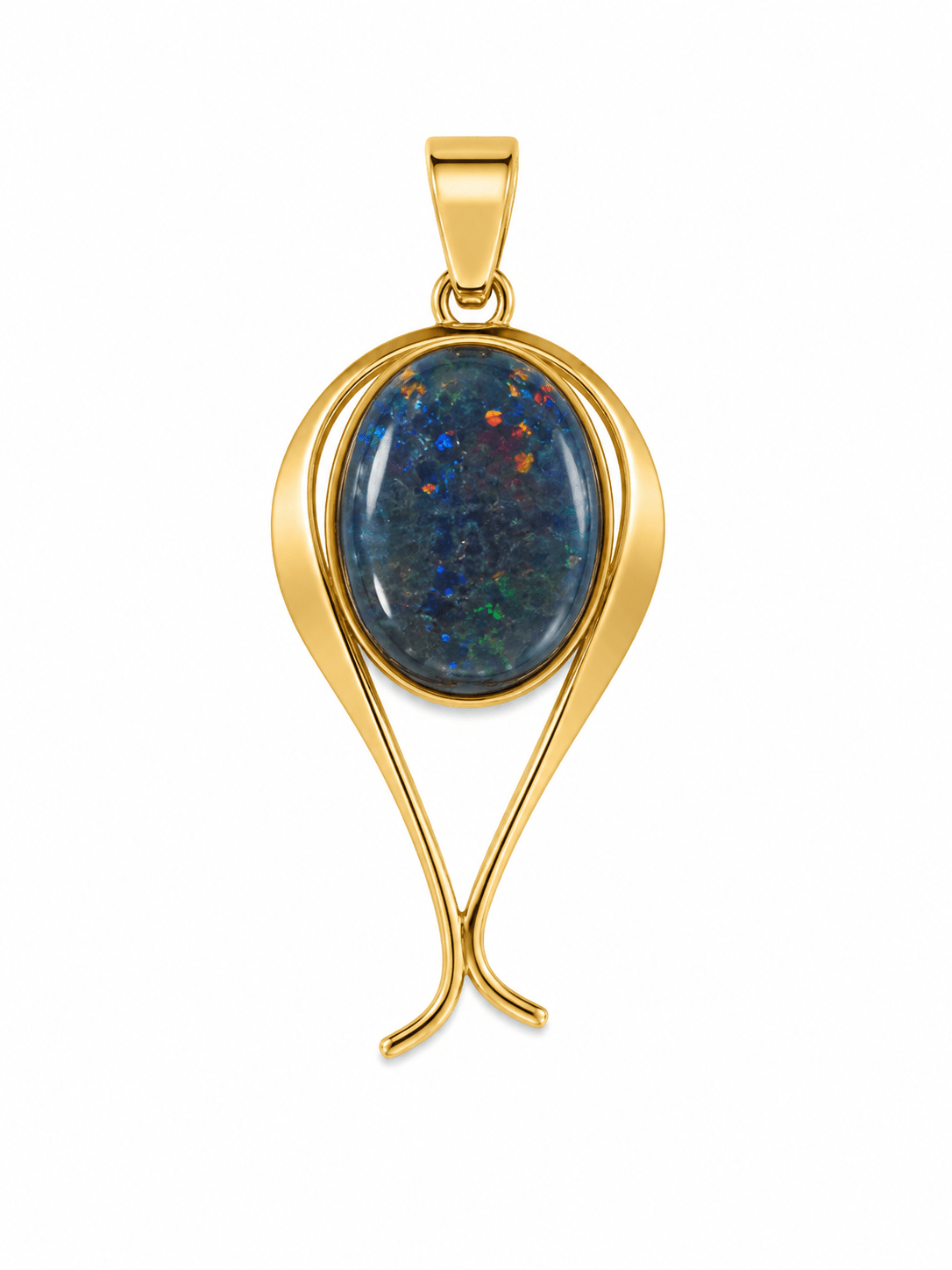 Oval Australian Opal Bezel Crossover Pendant — Gold-Plated Sterling Silver - Ministry of Gems®PendantMinistry of Gems®
