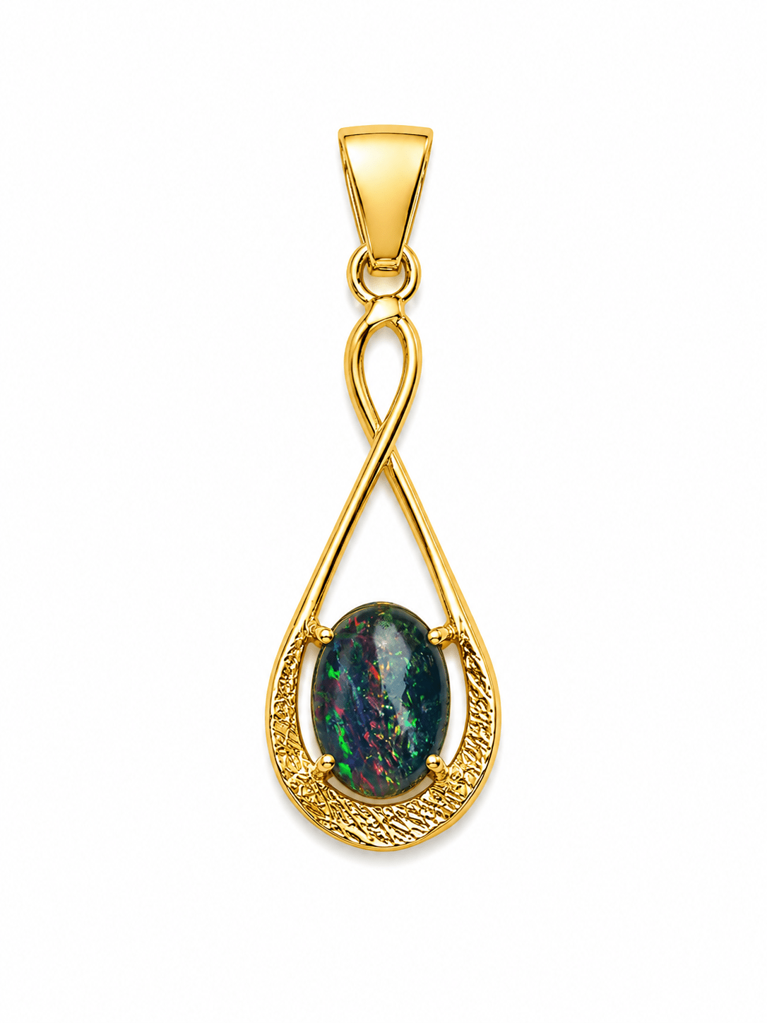 Oval Australian Opal Crossover Drop Pendant — Gold-Plated Sterling Silver - Ministry of Gems®PendantMinistry of Gems®