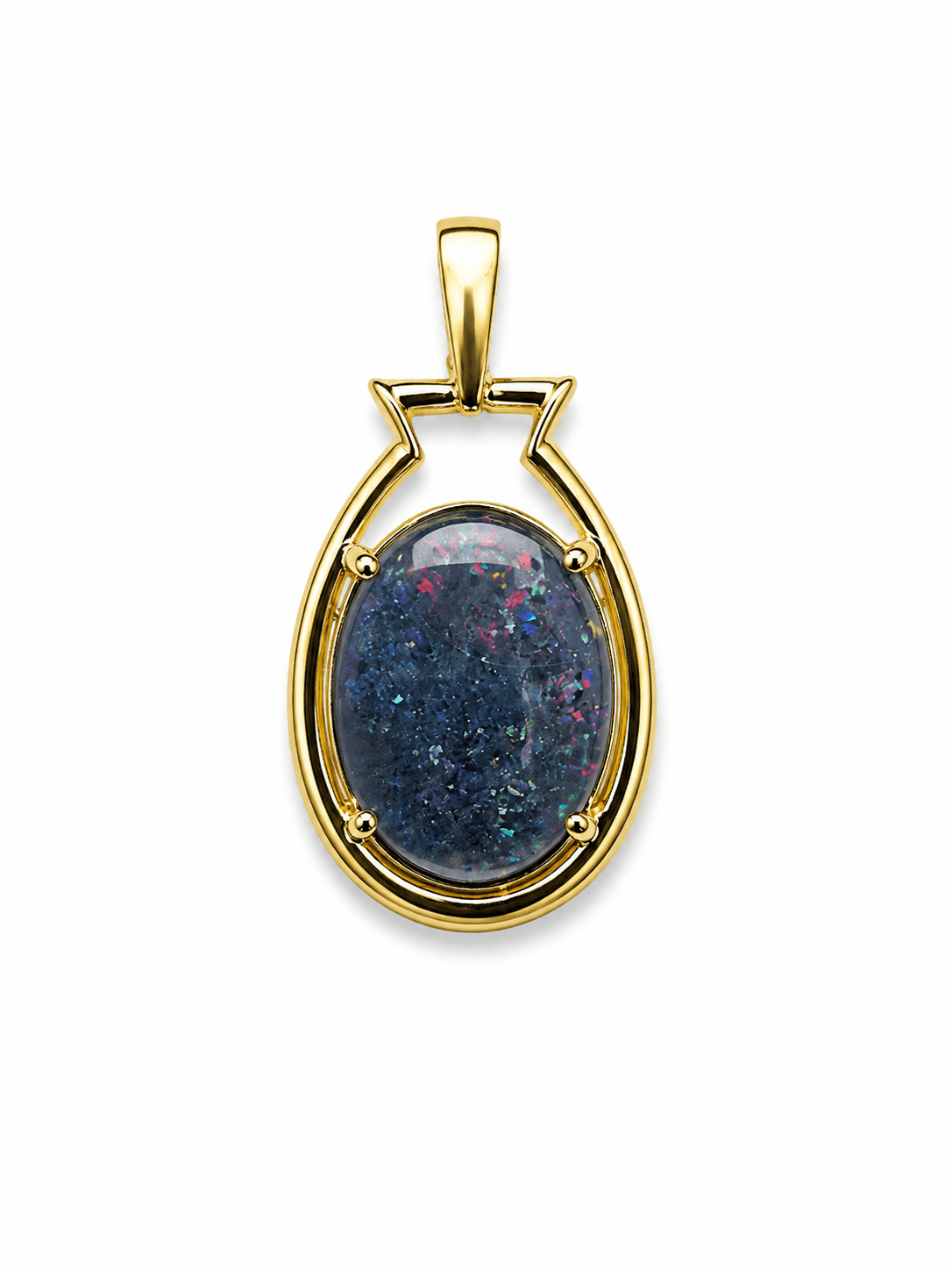 Oval Australian Opal Frame Pendant — Gold-Plated Sterling Silver - Ministry of Gems®PendantMinistry of Gems®