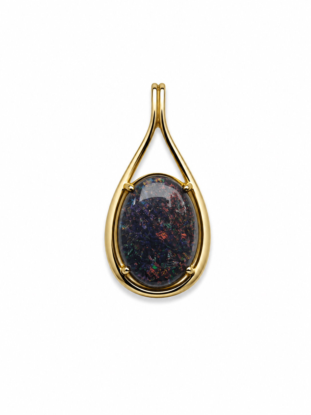 Oval Australian Opal Loop Frame Pendant — Gold-Plated Sterling Silver - Ministry of Gems®PendantMinistry of Gems®
