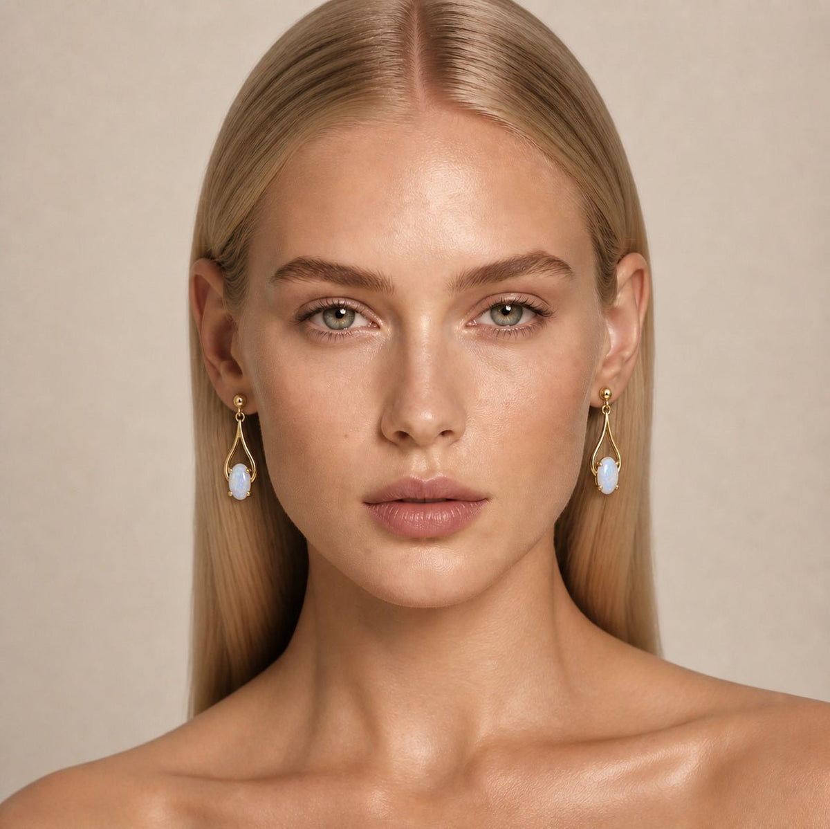Oval Australian Opal Open Teardrop Drop Earrings — 14K Gold - Ministry of Gems®EarringsMinistry of Gems®