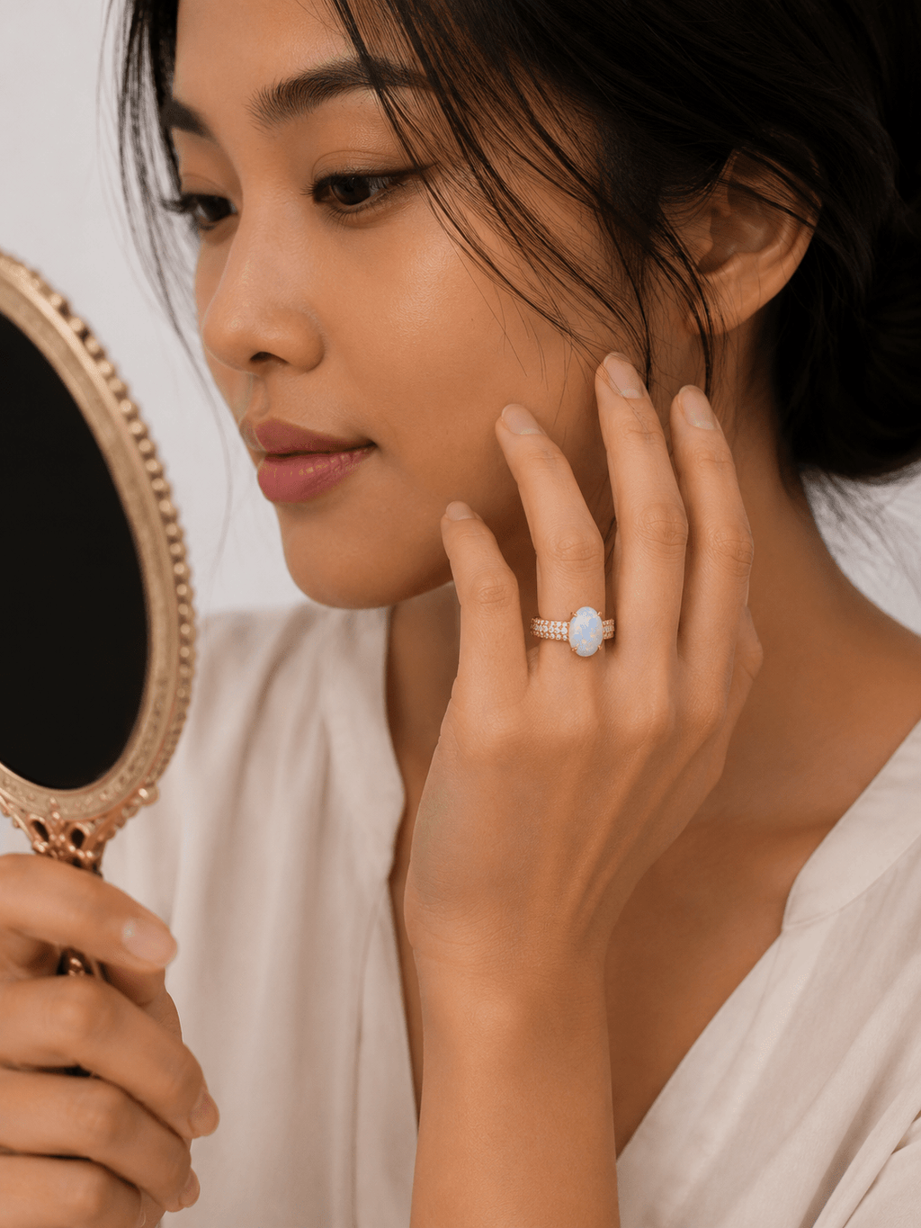 Oval Australian Opal Pavé Band Ring - Ministry of Gems®RingMinistry of Gems®