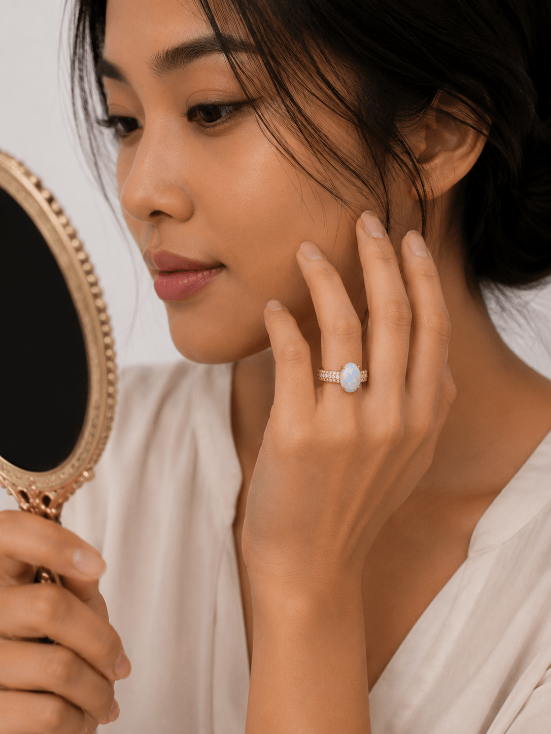 Oval Australian Opal Pavé Band Ring - Ministry of Gems®RingMinistry of Gems®