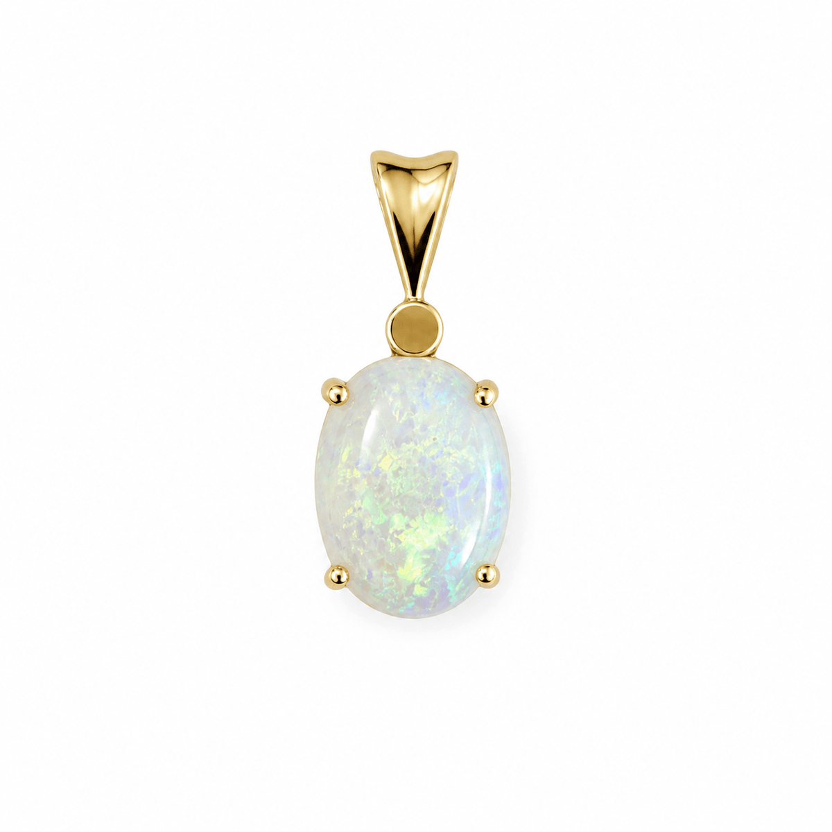 Oval Australian Opal Solitaire Pendant — 14K Gold - Ministry of Gems®PendantMinistry of Gems®