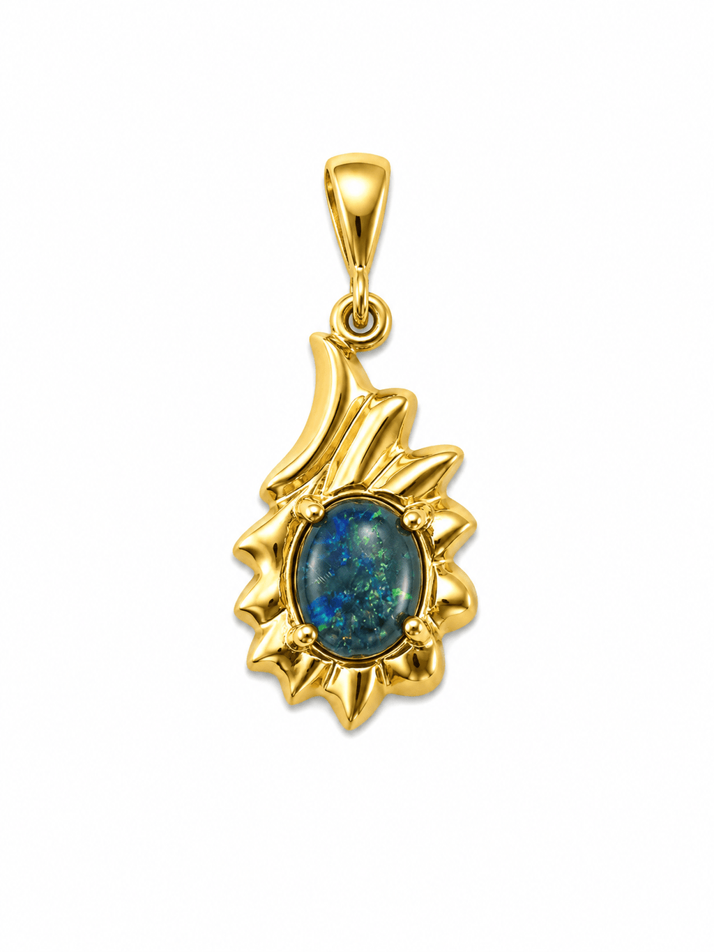 Oval Australian Opal Sunburst Pendant — Gold-Plated Sterling Silver - Ministry of Gems®PendantMinistry of Gems®