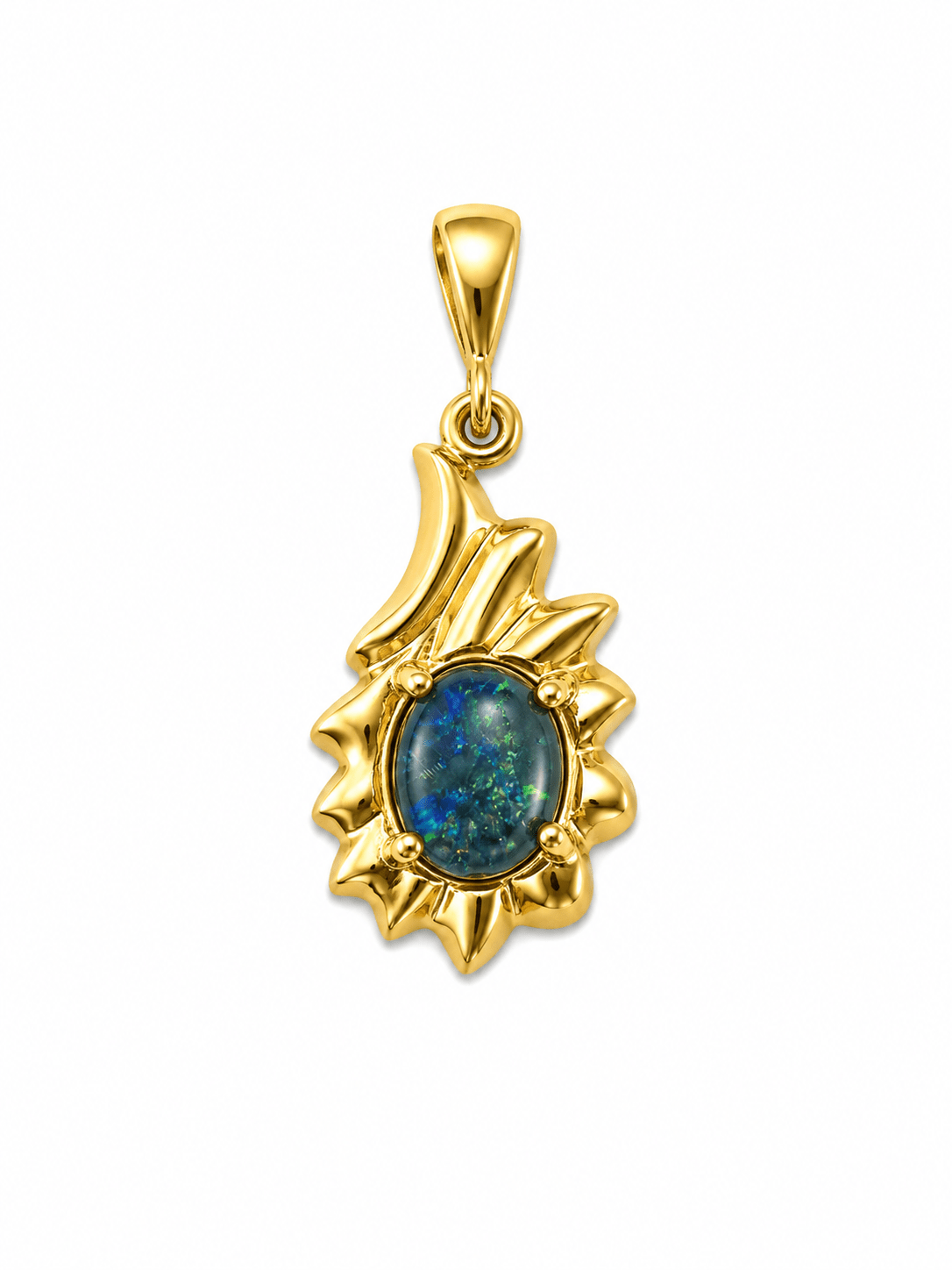 Oval Australian Opal Sunburst Pendant — Gold-Plated Sterling Silver - Ministry of Gems®PendantMinistry of Gems®