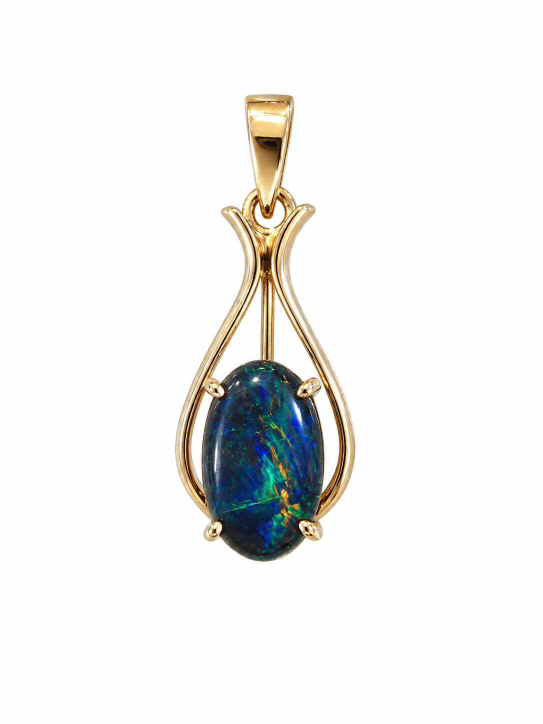 Oval Australian Opal Teardrop Pendant — 14K Gold - Ministry of Gems®PendantMinistry of Gems®