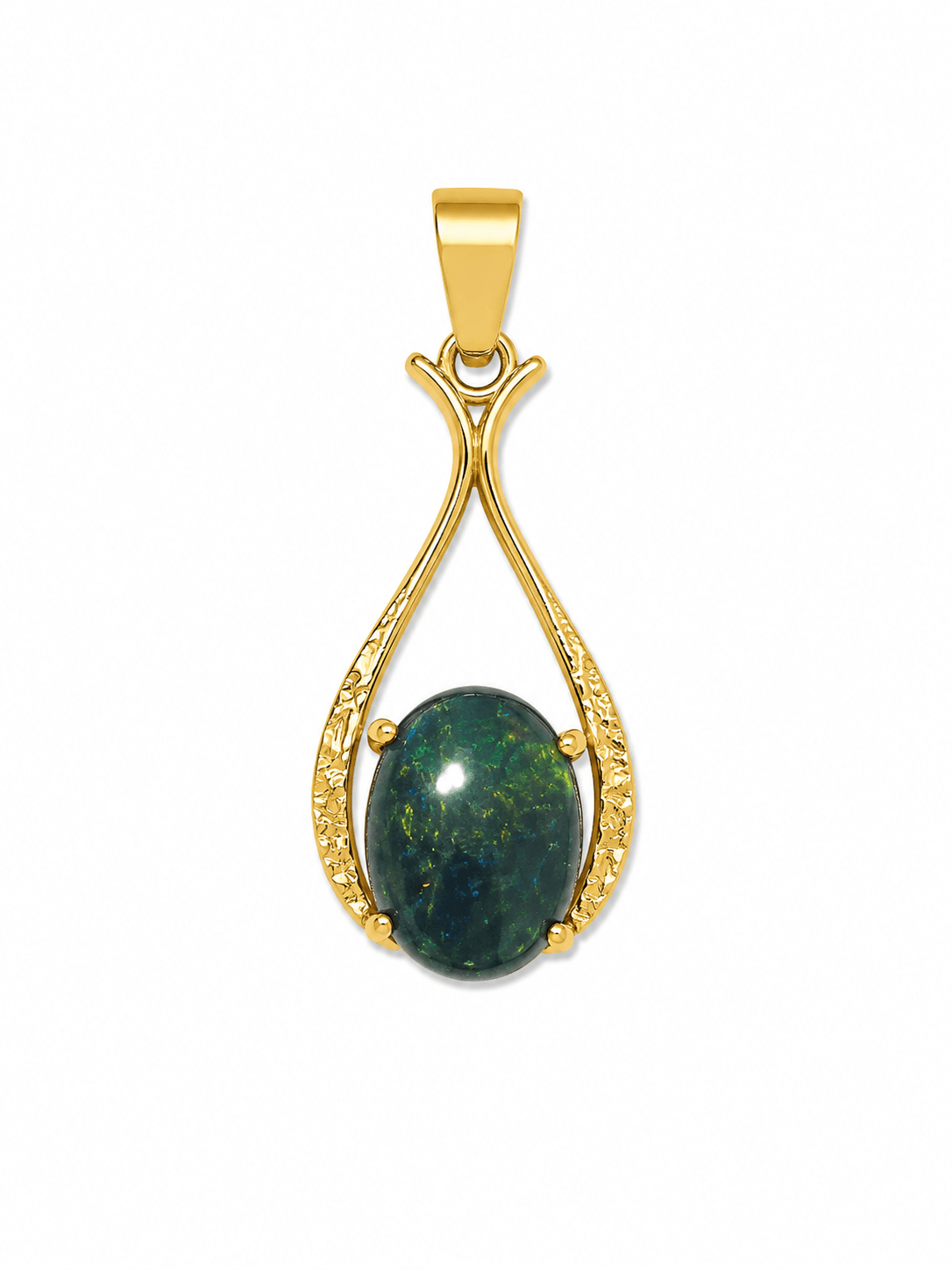 Oval Australian Opal Textured Loop Pendant — Gold-Plated Sterling Silver - Ministry of Gems®PendantMinistry of Gems®