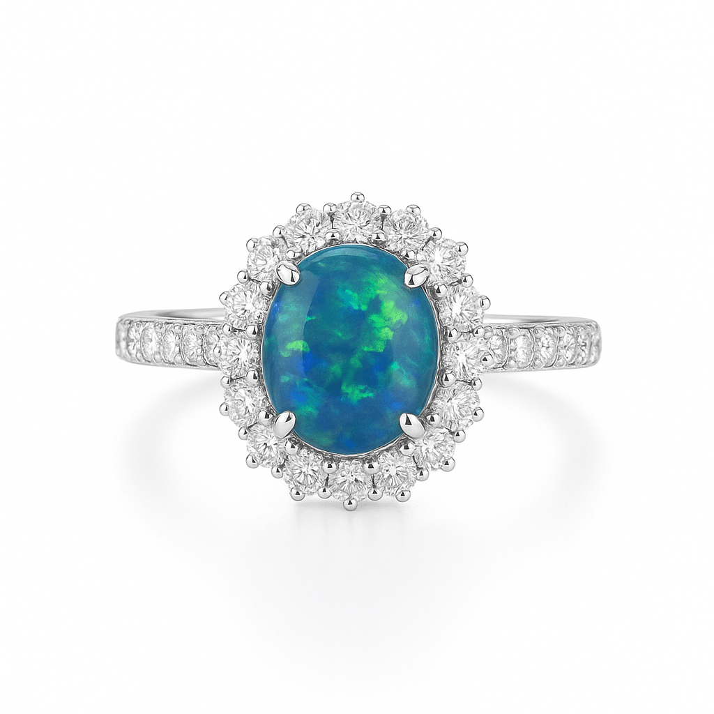 Oval Black Opal Halo Ring - Ministry of Gems®RingMinistry of Gems®
